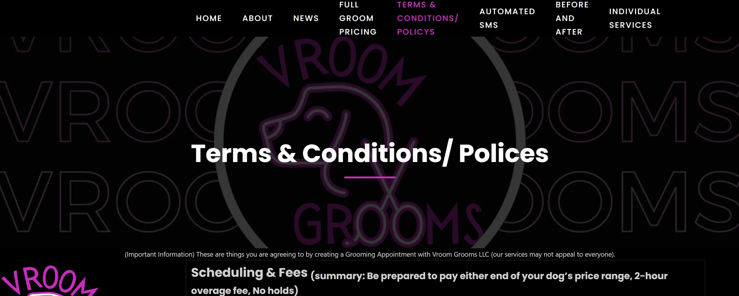 These are things you are agreeing to by creating a grooming appointment with us, be sure to give it a read!