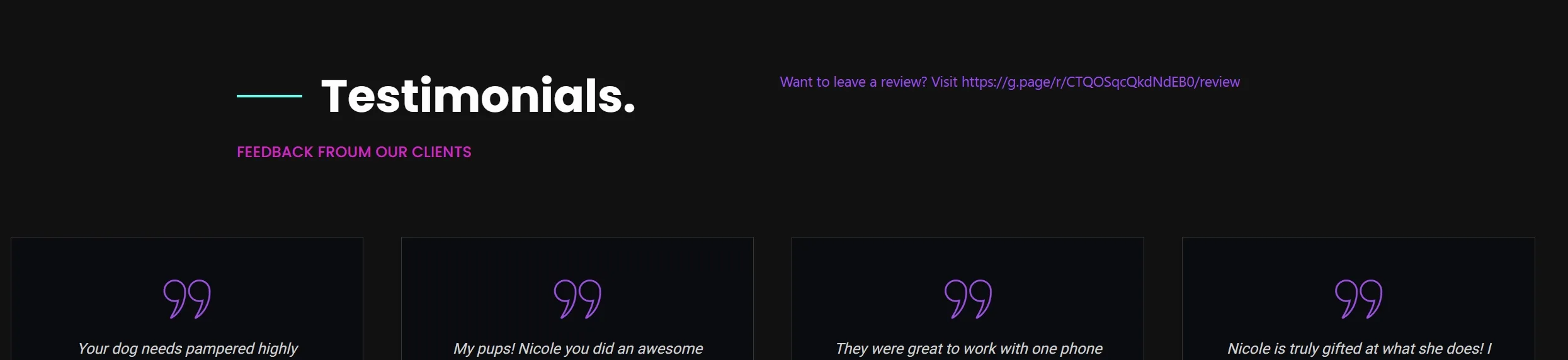 Give us a review on Google! We will add it to our website!