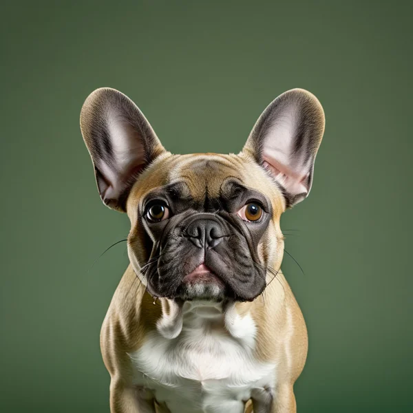 French Bulldog with upright bat ears in a studio portrait